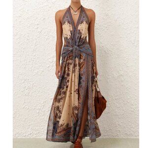 Zimmermann Ascension Plunge Halter Dress